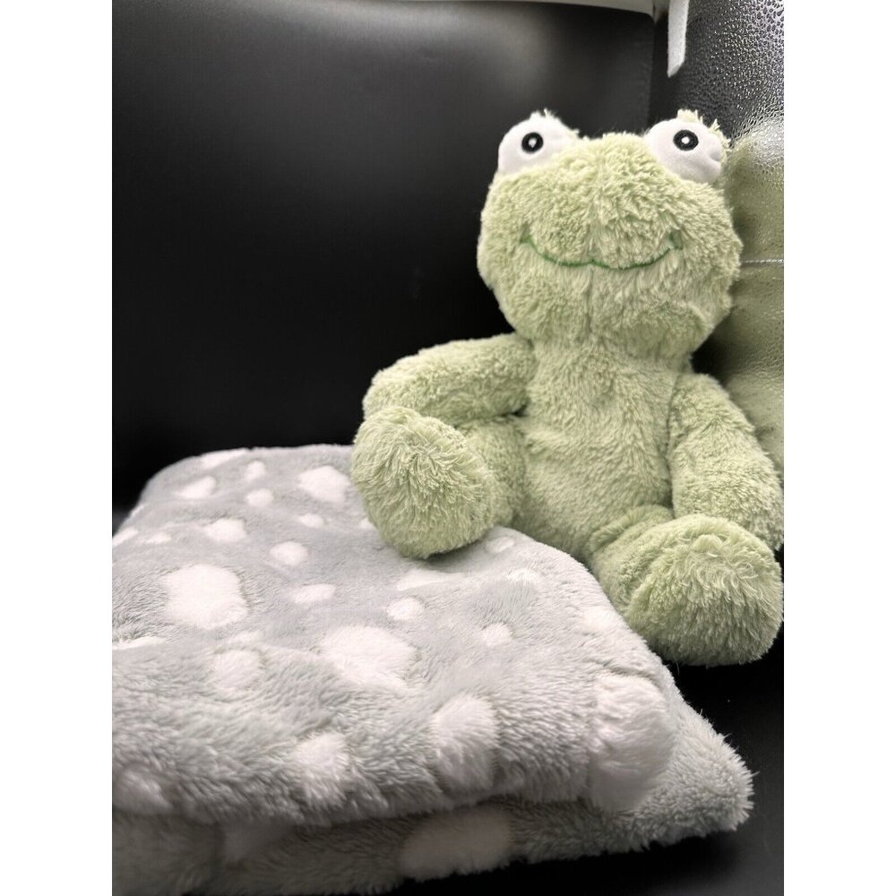 b.‎ Boutique By Evergreen Stuffed Animal Frog Cloud Blanket Plush Rare Baby Gift